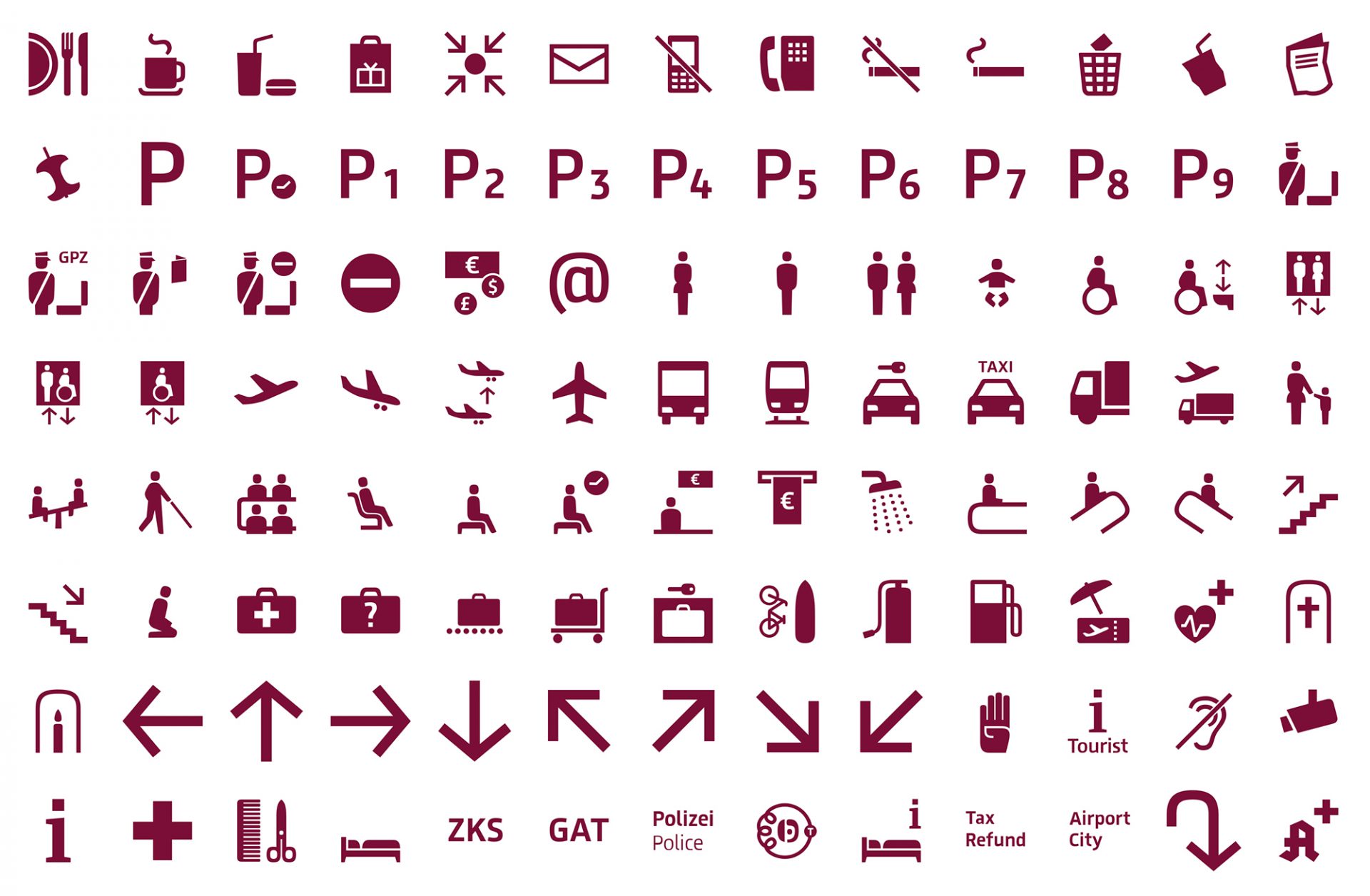 Die mit über 100 Zeichen umfassendste Piktogrammfamilie im Markt, entwickelt für den BER von Realgestalt