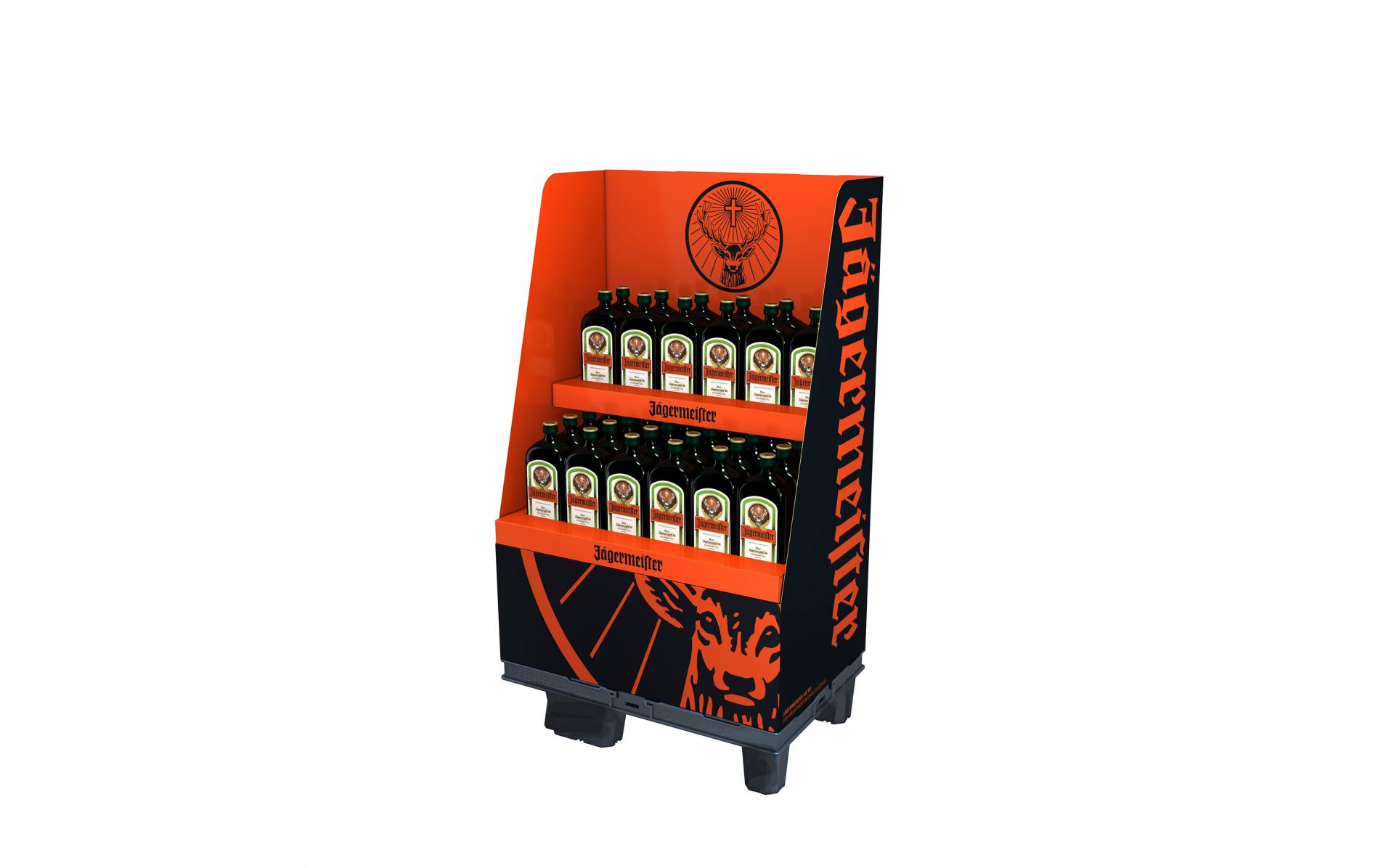 POS-Display für Jägermeister für den Verkauf in Supermärkten. Brand Design von Realgestalt